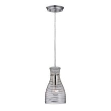 Strata Single Light 6" Wide Mini Pendant with Round Canopy and Ribbed Blown Glass Shade