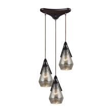 Duncan 3 Light 10" Wide Multi Light Pendant with Triangle Canopy and Cream Glass Shades