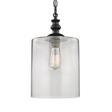 Bergen Single Light 9" Wide Mini Pendant with Round Canopy and Clear Glass Shade