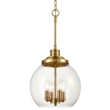 Chandra 4 Light 13" Wide Taper Candle Pendant - Burnished Brass