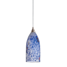 Verona Single Light 5" Wide LED Mini Pendant with Round Canopy and Hand Blown Glass Shade
