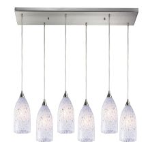 Verona 6 Light 30" Wide Multi Light Pendant with Rectangle Canopy and Hand Blown Glass Shades
