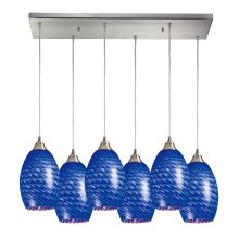 Mulinello 6 Light 30" Wide Multi Light Pendant with Rectangle Canopy and Hand Blown Glass Shades