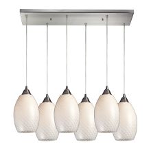 Mulinello 6 Light 30" Wide Multi Light Pendant with Rectangle Canopy and Hand Blown Glass Shades