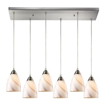 Pierra 6 Light 30" Wide Multi Light Pendant with Rectangle Canopy and Hand Blown Glass Shades