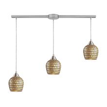 Fusion 3 Light 36" Wide Linear Pendant with Rectangle Canopy and Hand Blown Glass Shades