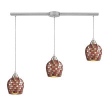 Fusion 3 Light 36" Wide Linear Pendant with Rectangle Canopy and Hand Blown Glass Shades
