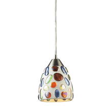 Gemstone Single Light 6" Wide LED Mini Pendant with Round Canopy and Hand Blown Glass Shade