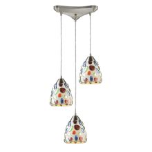 Gemstone 3 Light 10" Wide Multi Light Pendant with Triangle Canopy and Hand Blown Glass Shades