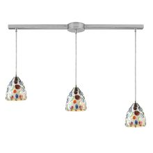 Gemstone 3 Light 36" Wide Linear Pendant with Rectangle Canopy and Hand Blown Glass Shades