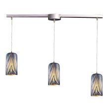Molten 3 Light 36" Wide Linear Pendant with Rectangle Canopy and Hand Blown Glass Shades