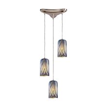 Molten 3 Light 10" Wide Multi Light Pendant with Triangle Canopy and Hand Blown Glass Shades