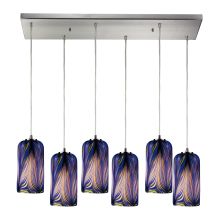 Molten 6 Light 30" Wide Multi Light Pendant with Rectangle Canopy and Hand Blown Glass Shades