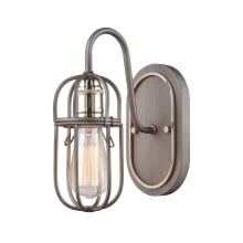 Industrial Cage Single Light 10" Tall Bathroom Sconce