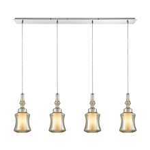 Alora 4 Light 46" Wide Linear Pendant with Champagne Plated Glass Shades
