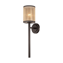 1 Light LED Wall Sconce with Copper Fabric and Mercury Glass Shades from the Diffusion Collection