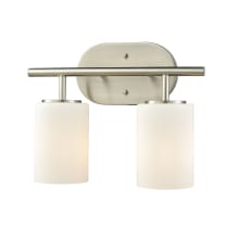 Pemlico 2 Light 13" Wide Bathroom Vanity Light with White Glass Shades