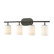 Pemlico 4 Light 28" Wide Bathroom Vanity Light with White Glass Shades