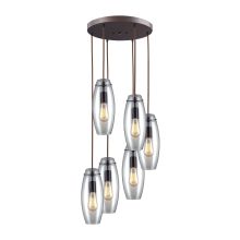 Menlow Park 6 Light 15" Wide Multi Light Pendant with Round Canopy and Hand Blown Glass Shades