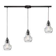 Menlow Park 3 Light 36" Wide Linear Pendant with Rectangle Canopy and Hand Blown Glass Shades