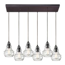 Menlow Park 6 Light 30" Wide Multi Light Pendant with Rectangle Canopy and Hand Blown Glass Shades