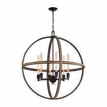 6 Light 1 Tier Globe Chandelier with Rope Accents from the Natural Rope Collection