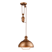 Farmhouse Single Light 14" Wide LED Pendant with Round Canopy and Copper Glass Shade