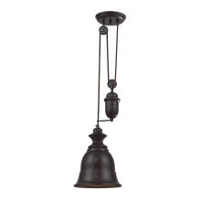 Farmhouse Single Light 8" Wide LED Mini Pendant with Round Canopy and Metal Shade