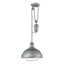Farmhouse Single Light 14" Wide Pendant with Round Canopy and Pewter Metal Shade