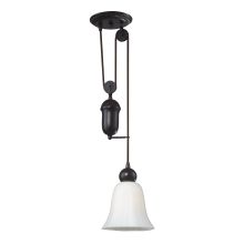 Farmhouse Single Light 7" Wide Mini Pendant with Round Canopy and White Glass Shade