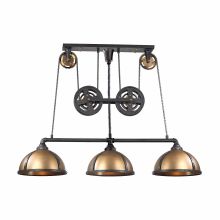 Torque 3 Light 62" Wide Linear Chandelier with Gold Metal Shades
