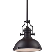 Chadwick Single Light 13" Wide Pendant with Round Canopy and Bronze Metal Shade