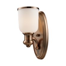 Brooksdale Single-Light Wall Sconce in Antique Copper Finish with White Shade