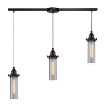 Fulton 3 Light 36" Wide Linear Pendant with Rectangle Canopy and Clear Glass Shades