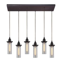 Fulton 6 Light 30" Wide Multi Light Pendant with Rectangle Canopy and Clear Glass Shades