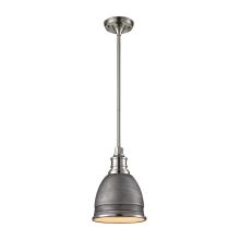 Carolton Single Light 8" Wide Mini Pendant with Round Canopy and Grey Metal Shade