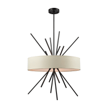 Xenia 5 Light 25" Wide Sputnik Chandelier with Beige Fabric Shades