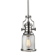 Chadwick Single Light 8" Wide Mini Pendant with Round Canopy and Seedy Glass Shade