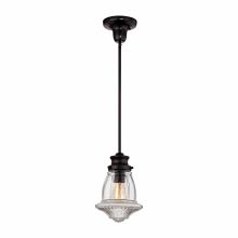 Schoolhouse Pendants Single Light 8" Wide Mini Pendant with Round Canopy and Reeded Clear Glass Shade