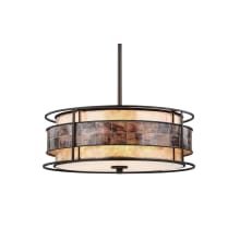 Tremont 3 Light 18" Wide Pendant with Inner Tan Mica Shade and Brown Mica Outer Shade