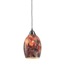 Avalon Single Light 5" Wide LED Mini Pendant with Round Canopy and Multicolor Crackle Glass Shade