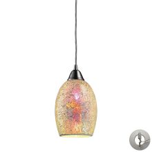 Avalon Single Light 5" Wide Instant Pendant with Round Canopy and Multicolor Crackle Glass Shade