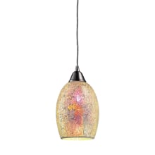 Avalon Single Light 5" Wide LED Mini Pendant with Round Canopy and Multicolor Crackle Glass Shade