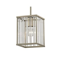 Ridley Single Light 6" Wide Mini Pendant with Glass Rods Set in An Aged Silver Frame