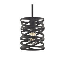 Vorticy Single Light 6" Wide Mini Pendant with Metal Bands Encircle The Light Source