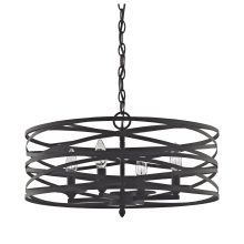Vorticy 4 Light 20" Wide Drum Chandelier with Metal Bands Encircle The Light Source