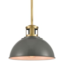 Lyndon 10" Wide Pendant with Gray Shade