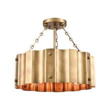 Clausten 3 Light 17" Wide Semi-Flush Drum Ceiling Fixture - Natural Brass