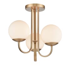 Caroline 3 Light 16" Wide Semi-Flush Ceiling Fixture with Etched Opal Glass Shades