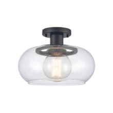 Clement 13" Wide Semi-Flush Ceiling Fixture with Clear Glass Shade